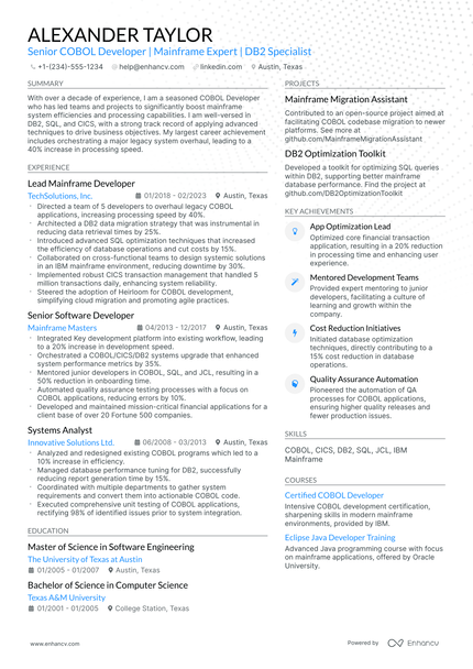 10 Cobol Developer Resume Examples & Guide for 2026