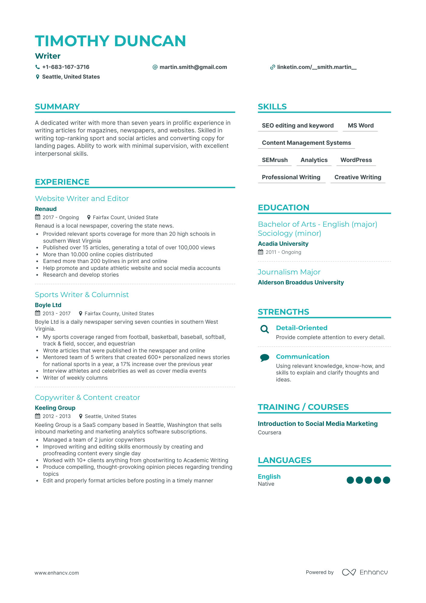 5 Writer Resume Examples & Guide for 2023