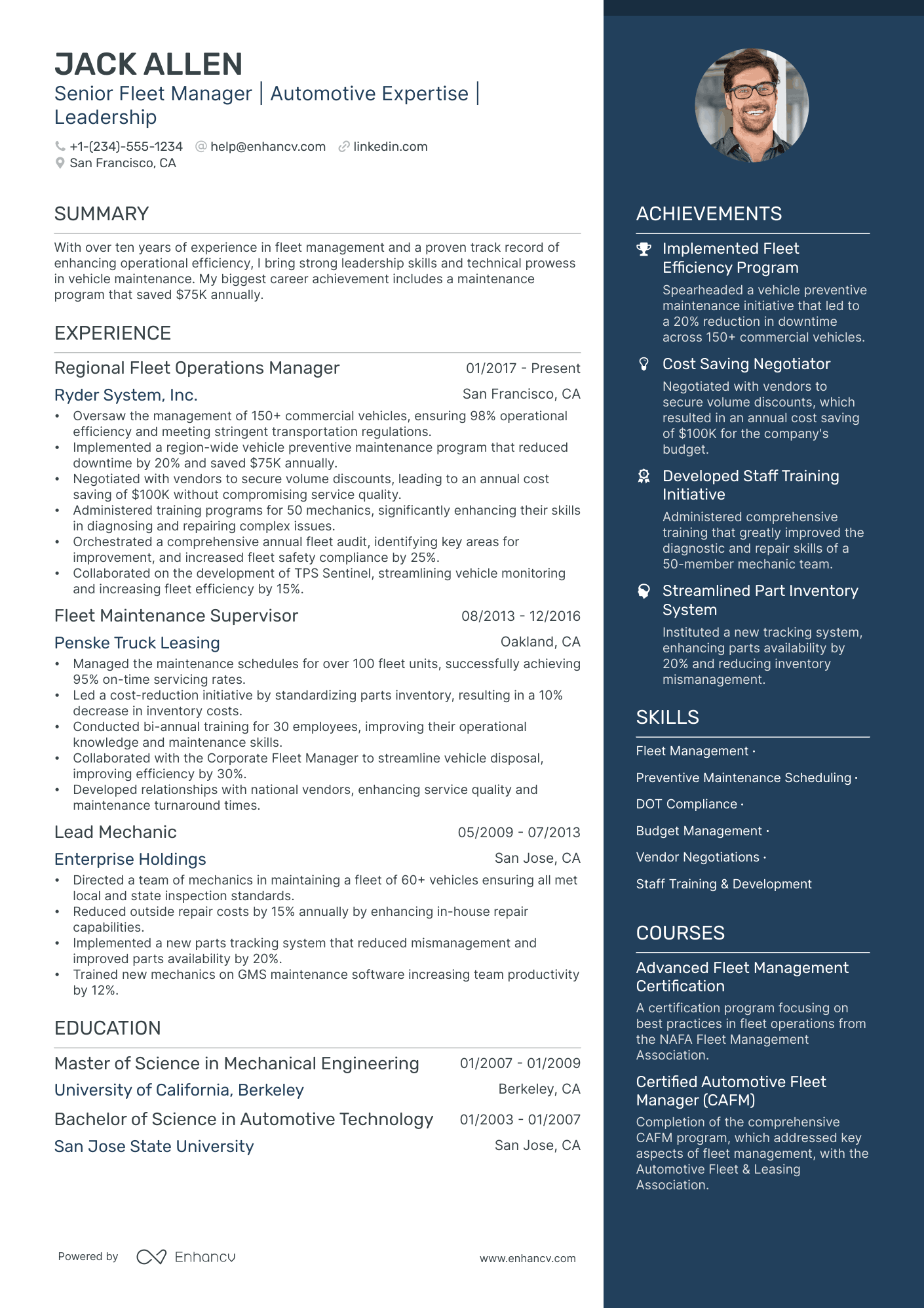 5 Fleet Manager Resume Examples & Guide for 2024