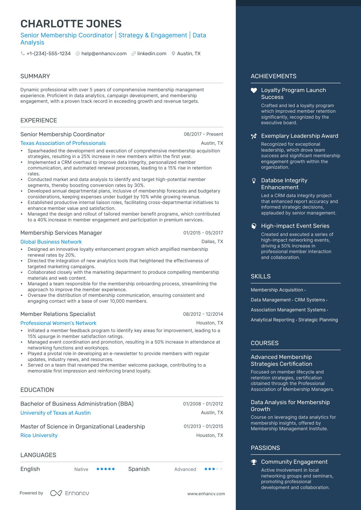 5 Membership Manager Resume Examples & Guide for 2024