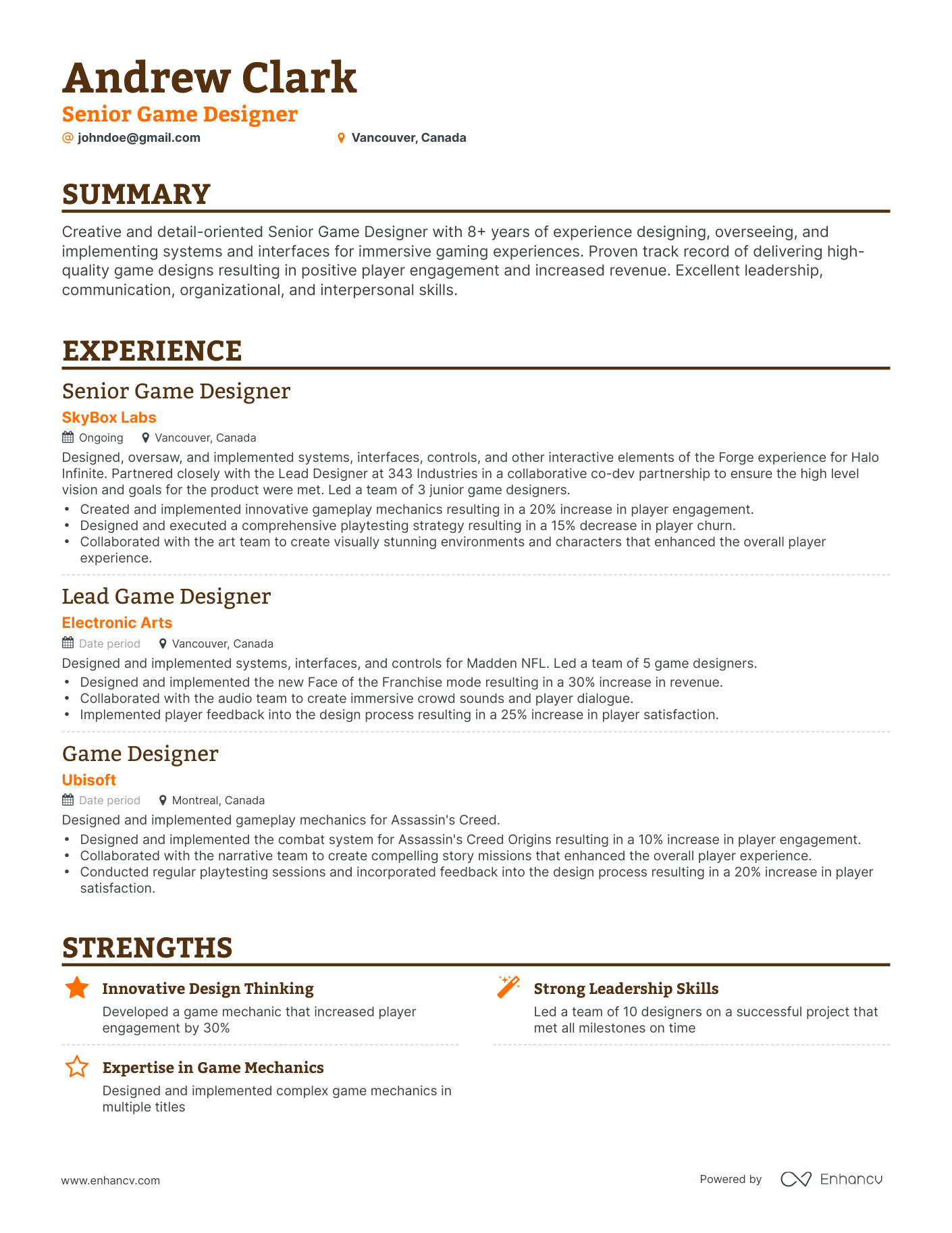 5 Game Designer Resume Examples & Guide for 2024