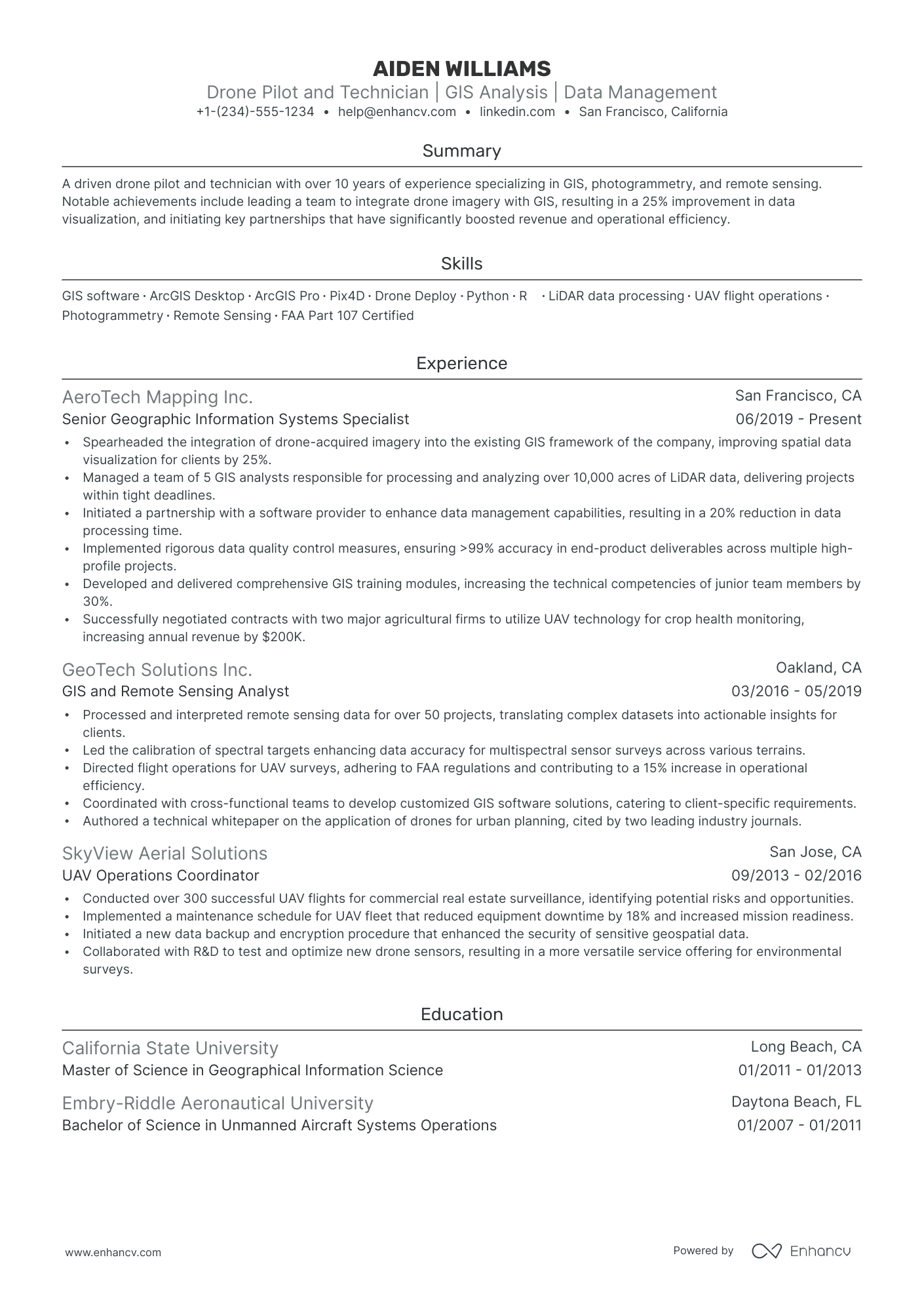 5 Drone Pilot Resume Examples & Guide for 2024