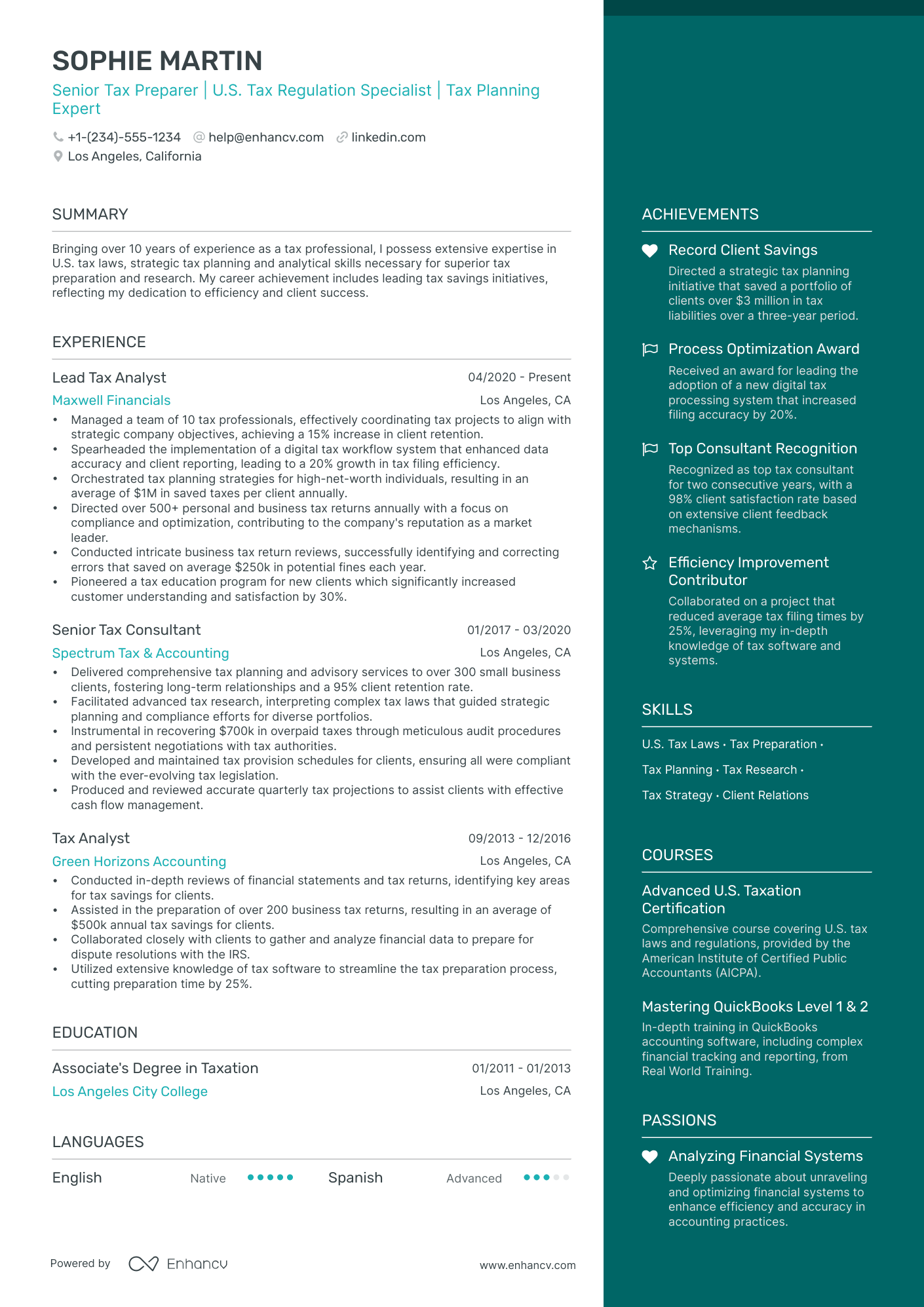 5 Tax Preparer Resume Examples & Guide for 2025