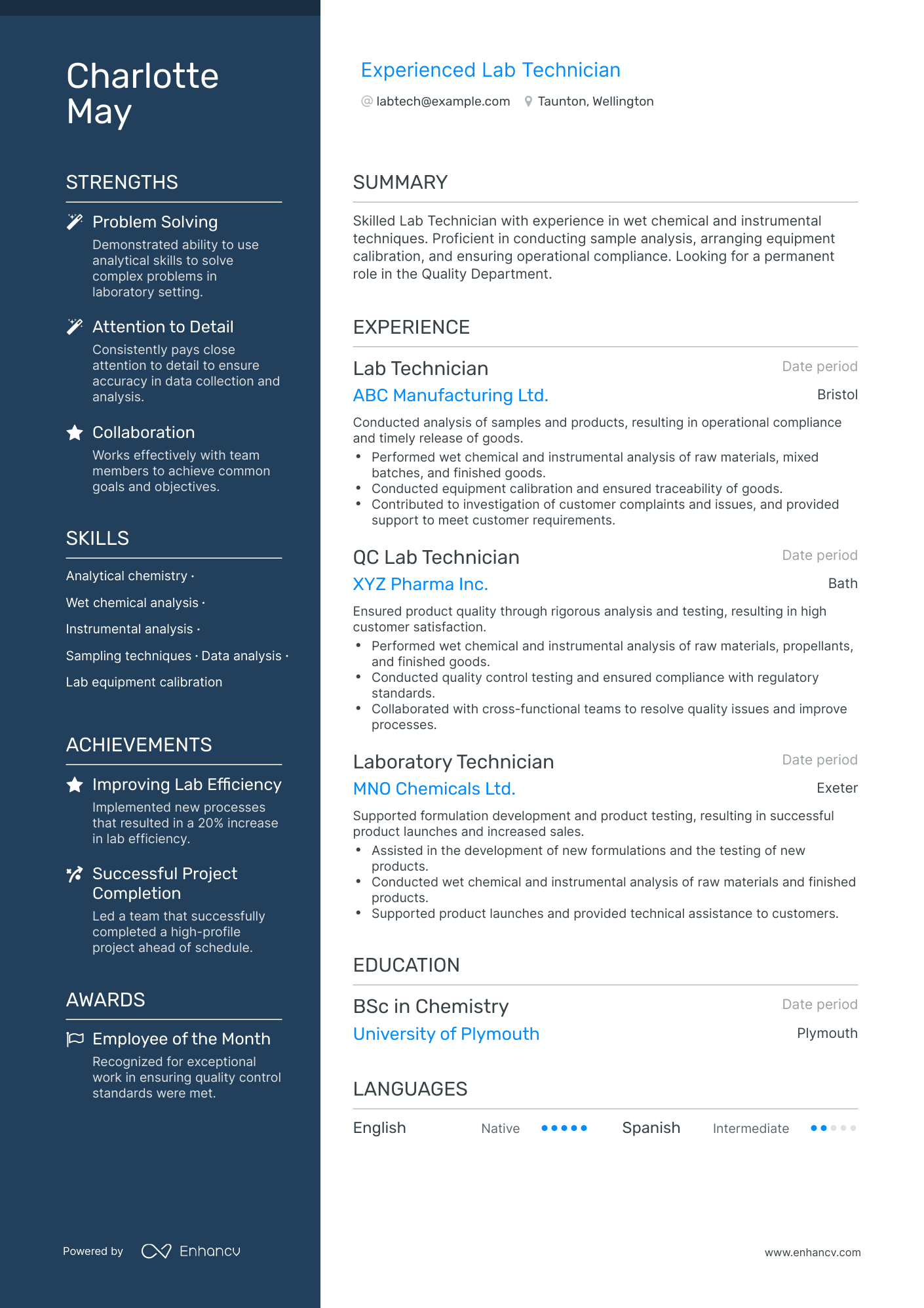 5 Lab Technician Resume Examples & Guide for 2024