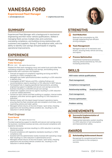 5 Fleet Manager Resume Examples & Guide for 2023