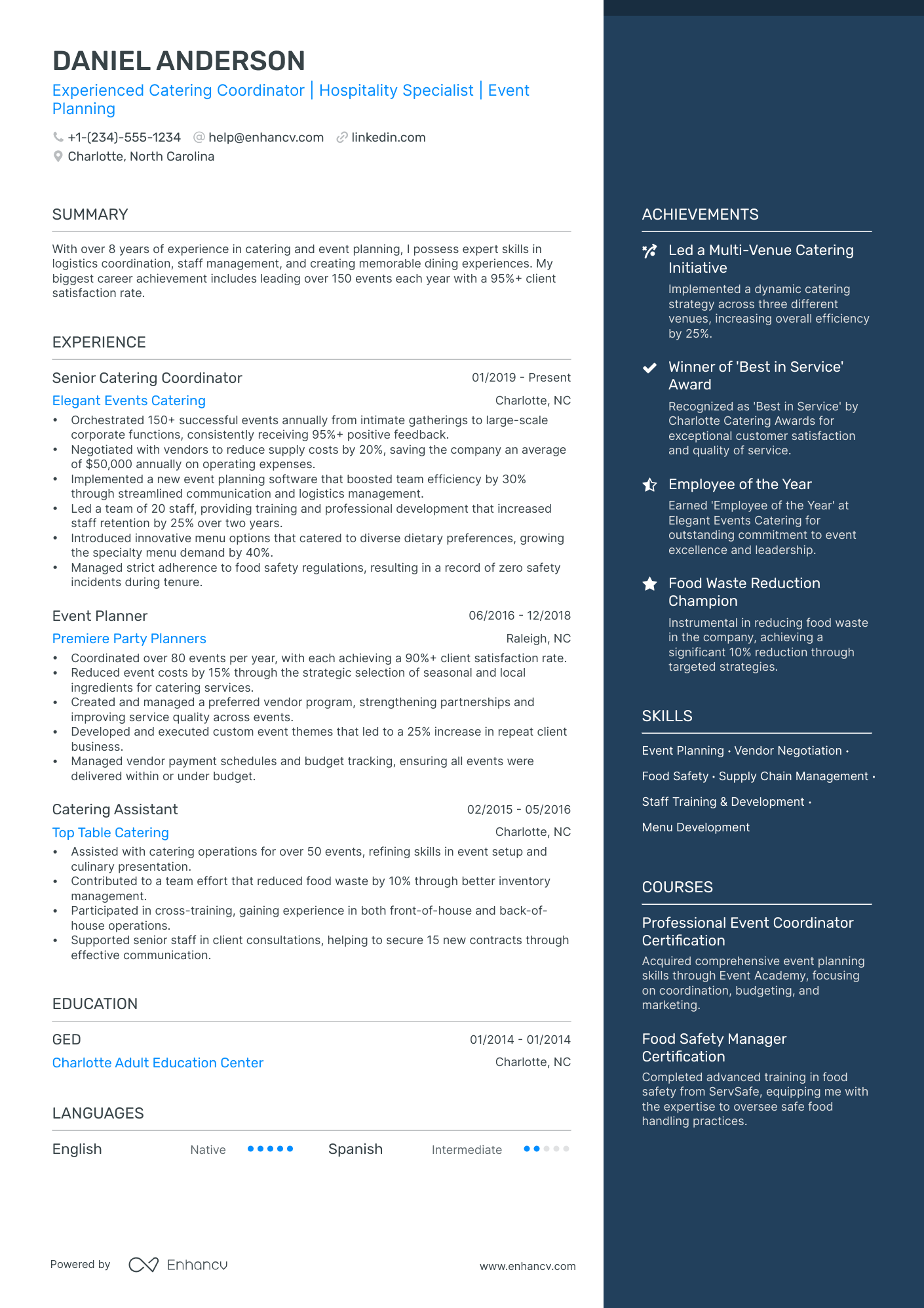 5 Catering Server Resume Examples & Guide for 2024