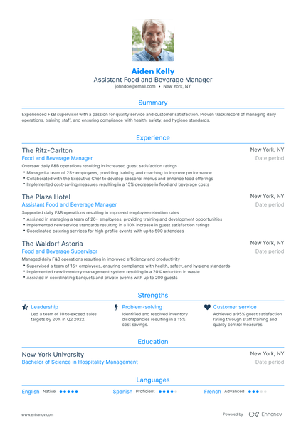 5 Food and Beverage Manager Resume Examples & Guide for 2023