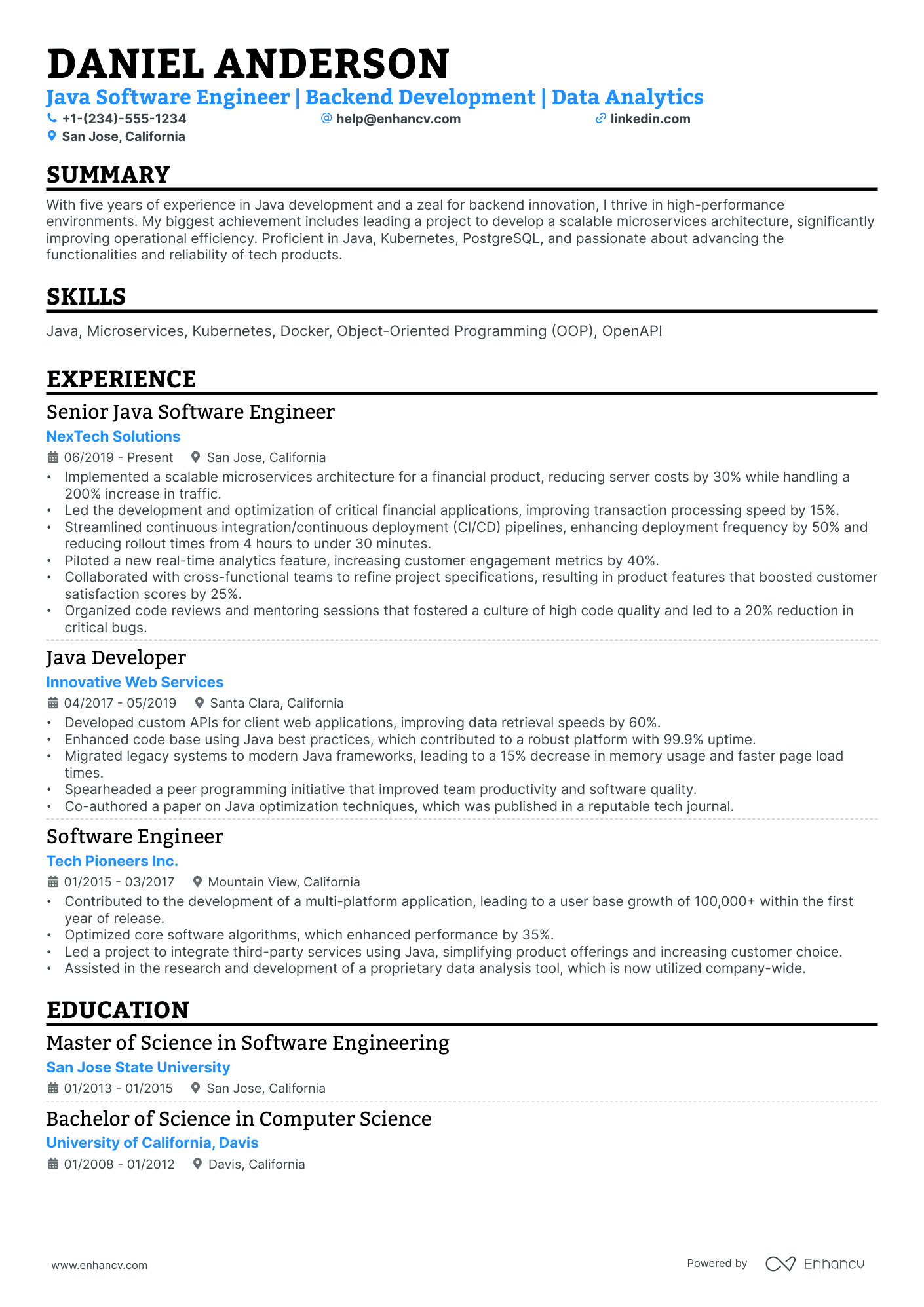 10 Java Software Engineer Resume Examples & Guide for 2025