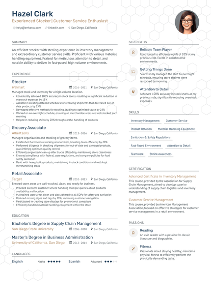 7 Stocker Resume Examples & Guide for 2024