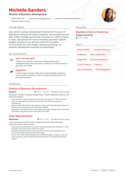 Director Of Business Development Resume Examples And Guide For 2023 Layout Skills Keywords 5099