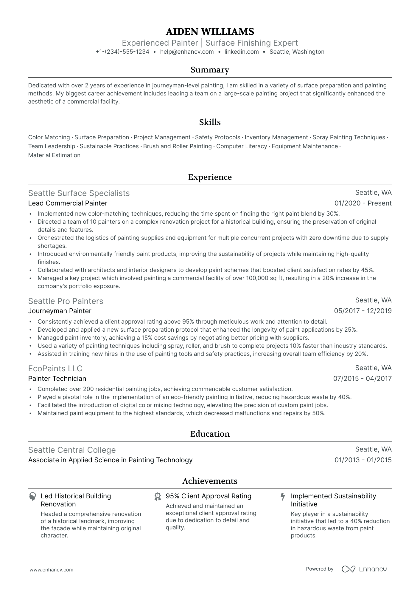 Painter Resume Examples & Guide For 2024