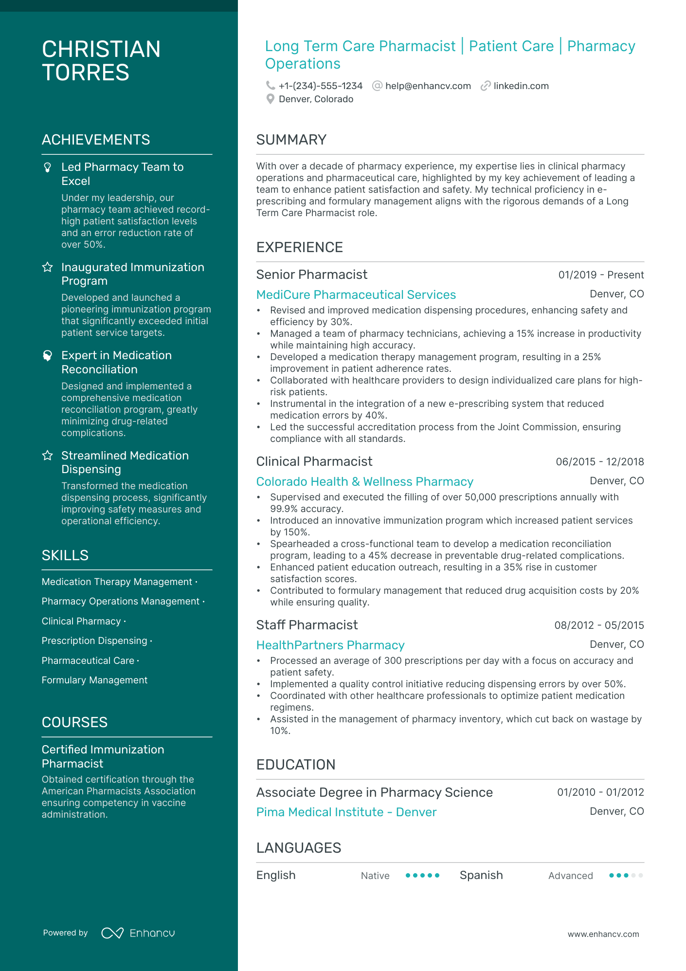 5 Long Term Care Pharmacist Resume Examples & Guide For 2024