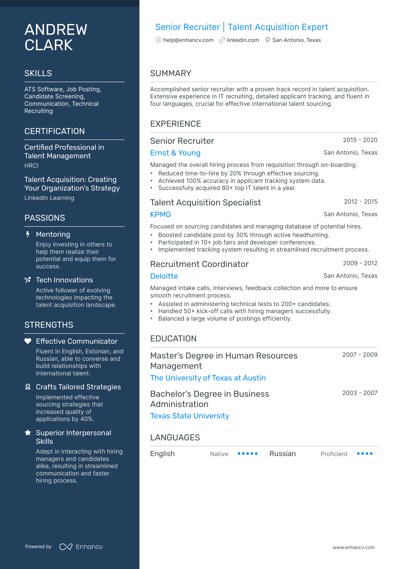 10 Senior Recruiter Resume Examples & Guide for 2026