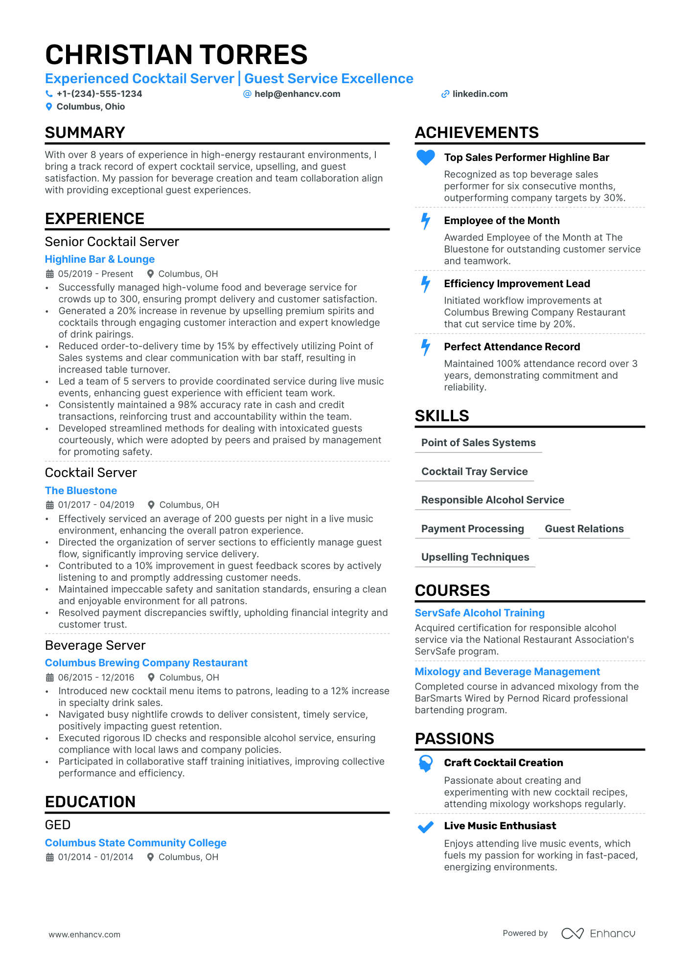 11 Server Resume Examples & Guide for 2024