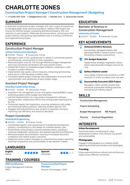 16 Construction Project Manager Resume Examples & Guide for 2026