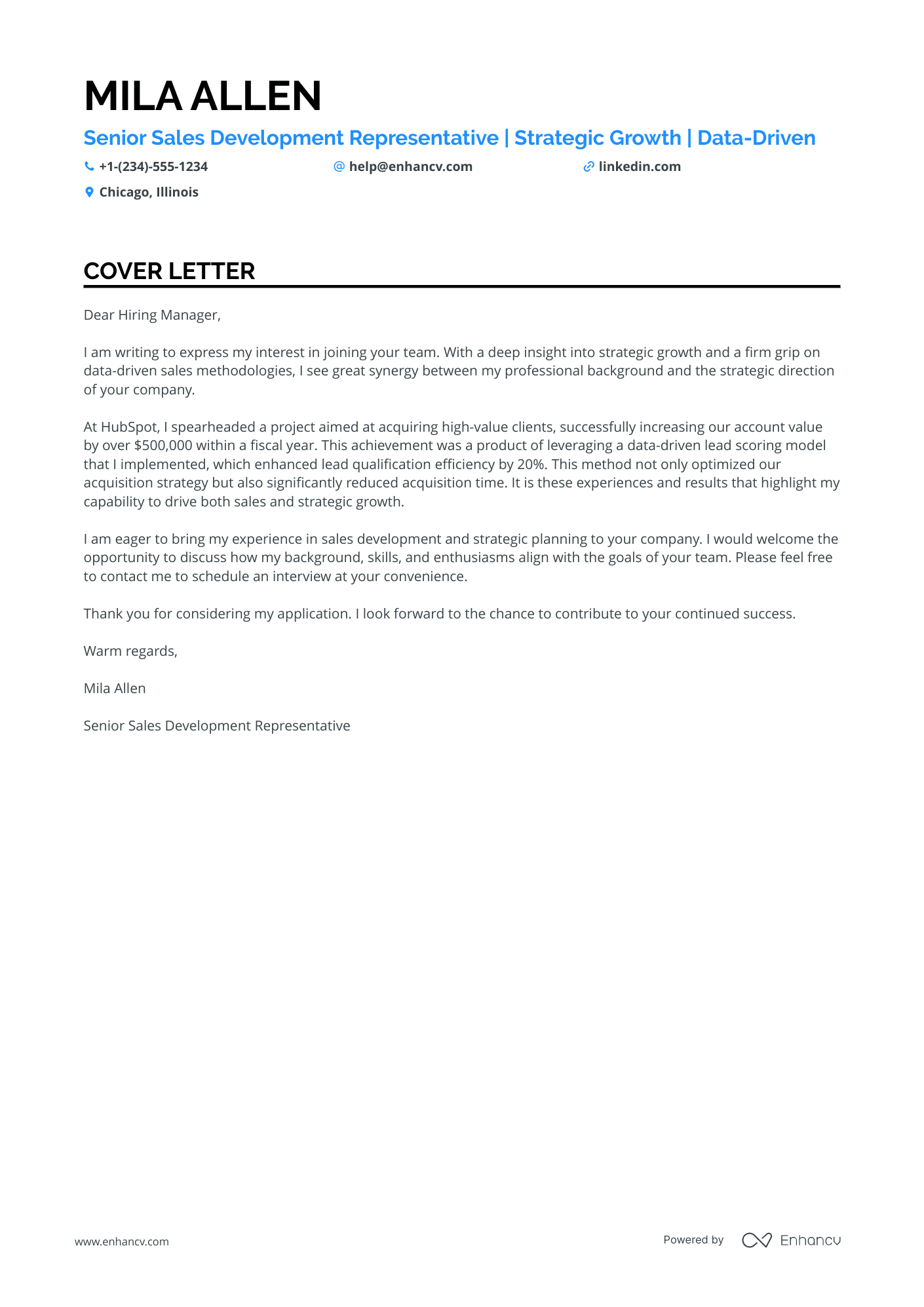 5 Professional Sales Development Representative Cover Letter Examples ...