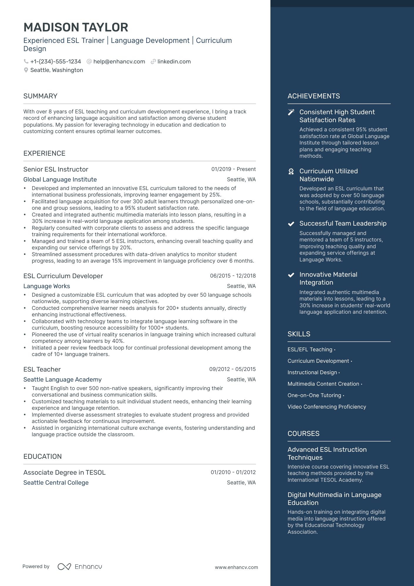 5 Freelance Trainer Resume Examples & Guide for 2024