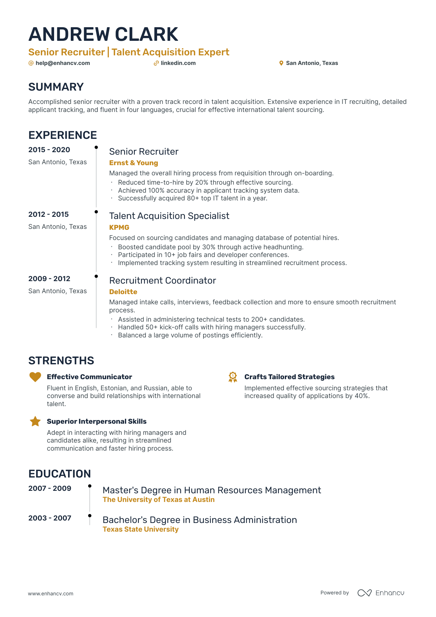 5 Senior Recruiter Resume Examples & Guide for 2024