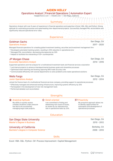 5 Operations Analyst Resume Examples & Guide for 2024