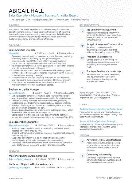 10 Sales Operations Manager Resume Examples & Guide For 2025