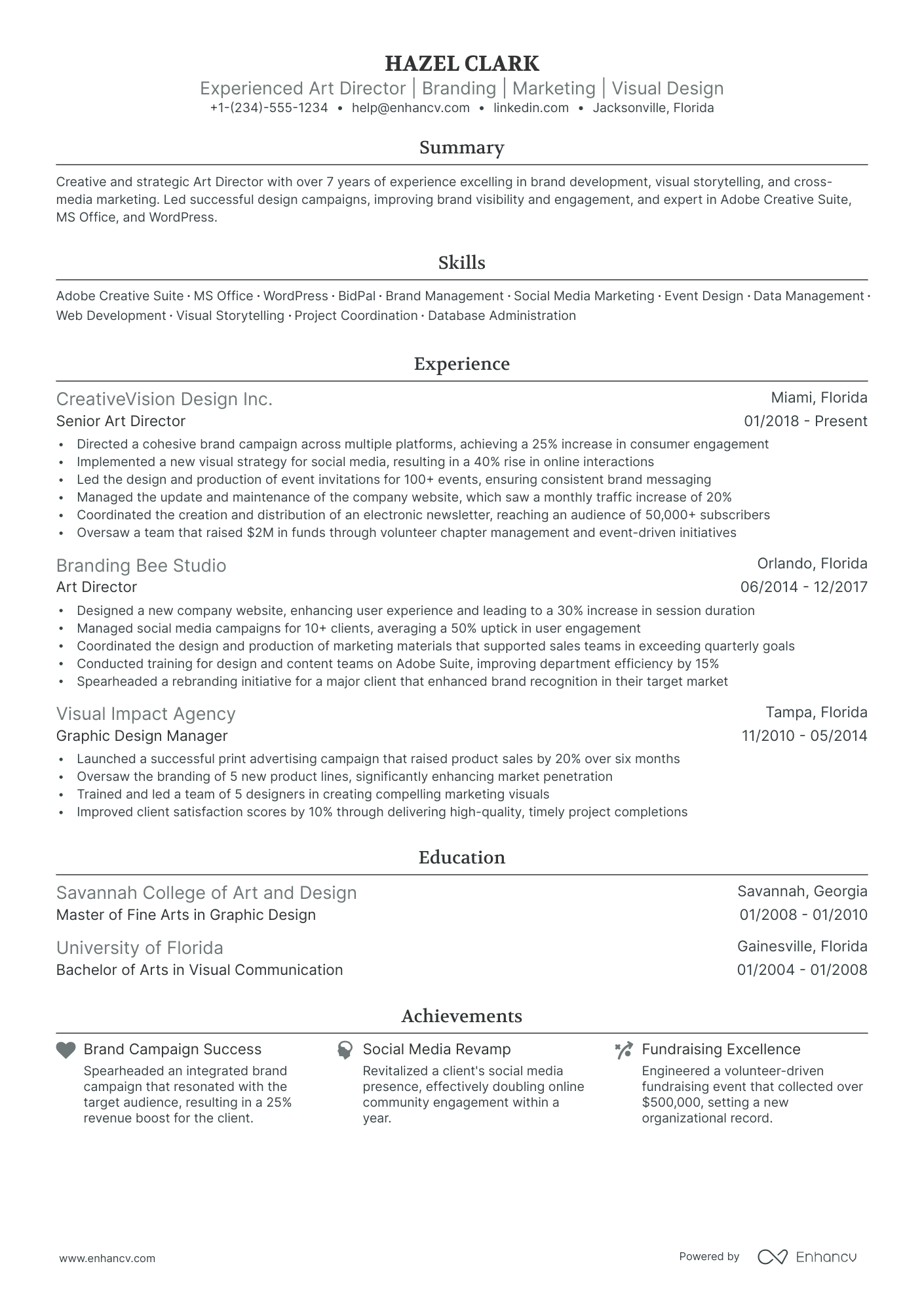 5 Art Director Resume Examples & Guide for 2024