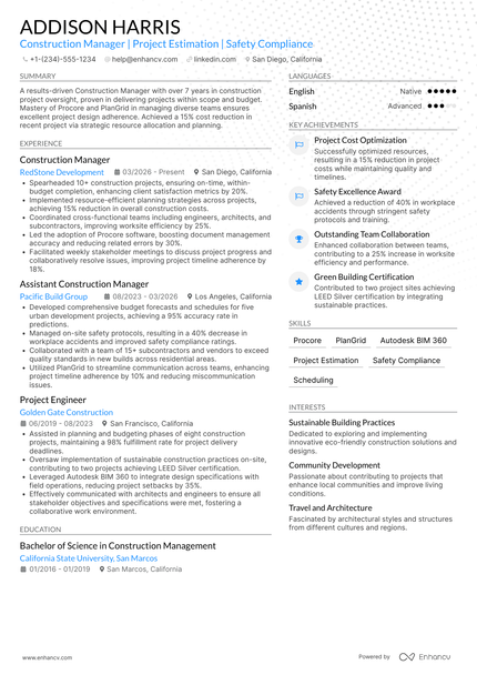 16 Construction Project Manager Resume Examples & Guide for 2026