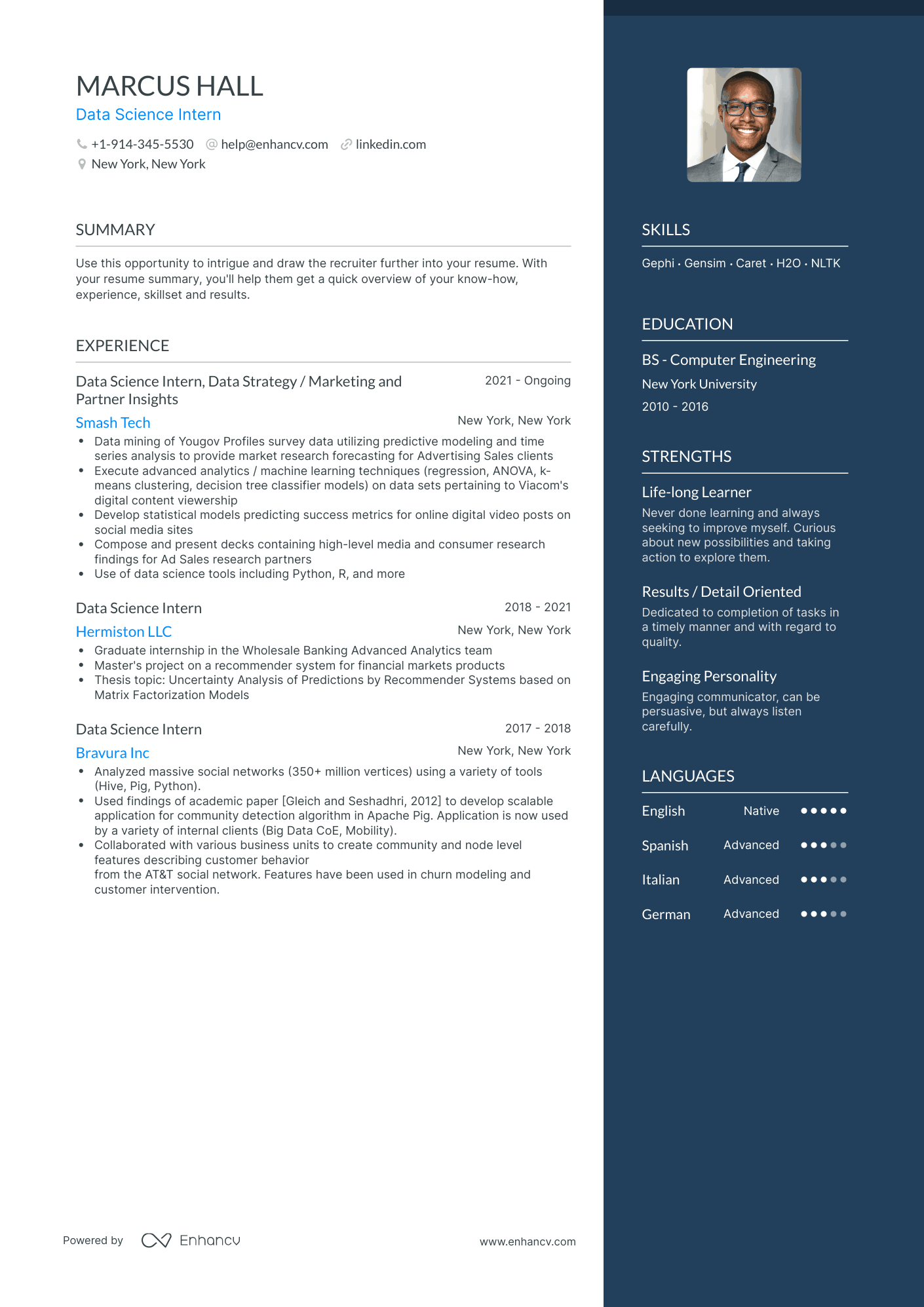 Data Science Intern Resume Examples & Guide for 2023 (Layout, Skills ...