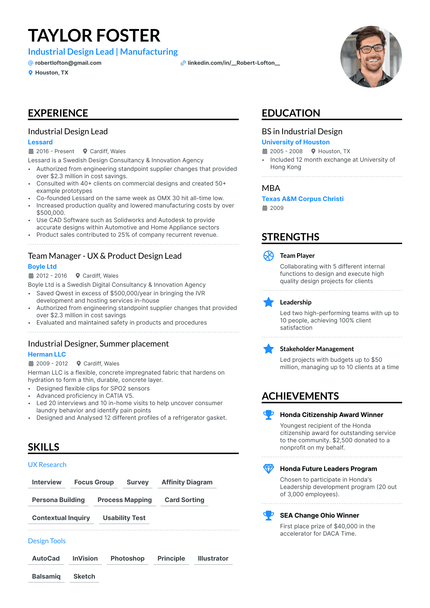 5 Industrial Design Resume Examples & Guide for 2025