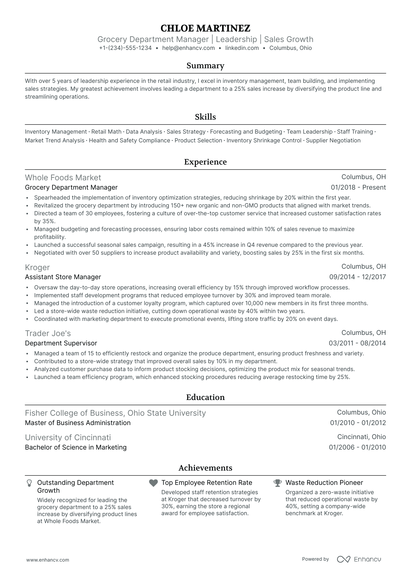 5 Grocery Store Manager Resume Examples & Guide for 2024