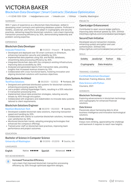 21 Blockchain Developer Resume Examples & Guide for 2026