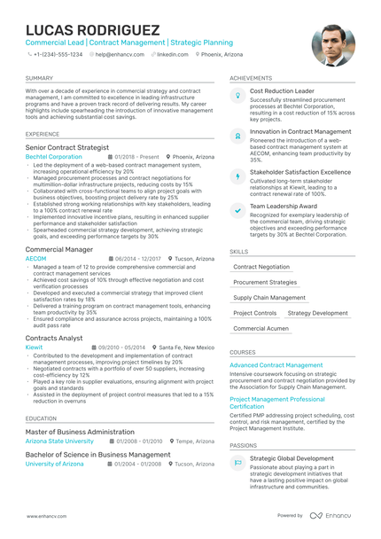 5 Commercial Manager Resume Examples & Guide for 2024