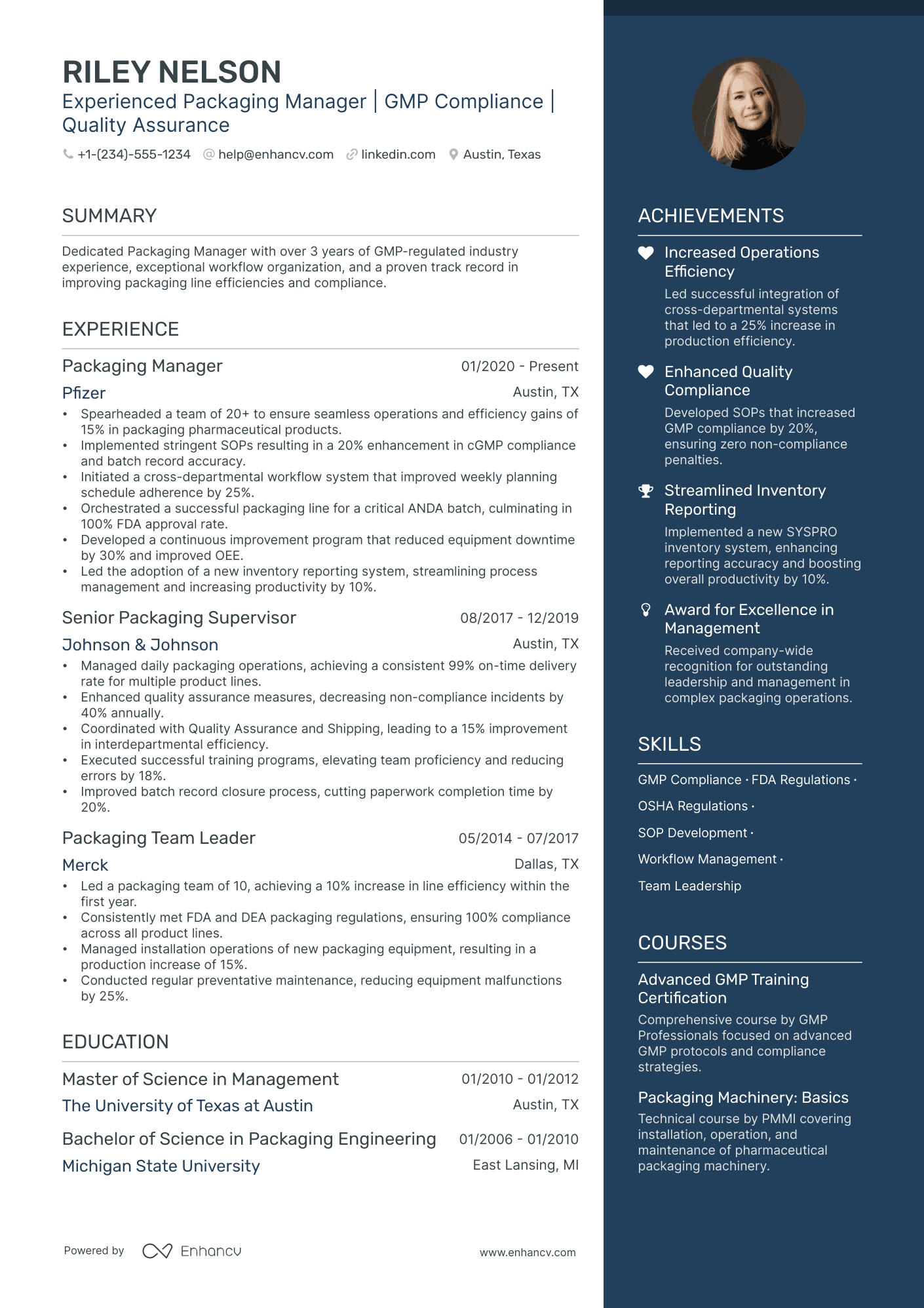 5 Packaging Manager Resume Examples & Guide For 2024