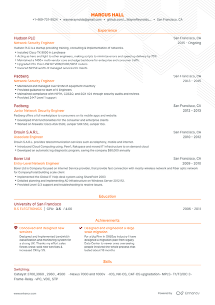 5 Network Security Engineer Resume Examples & Guide for 2024