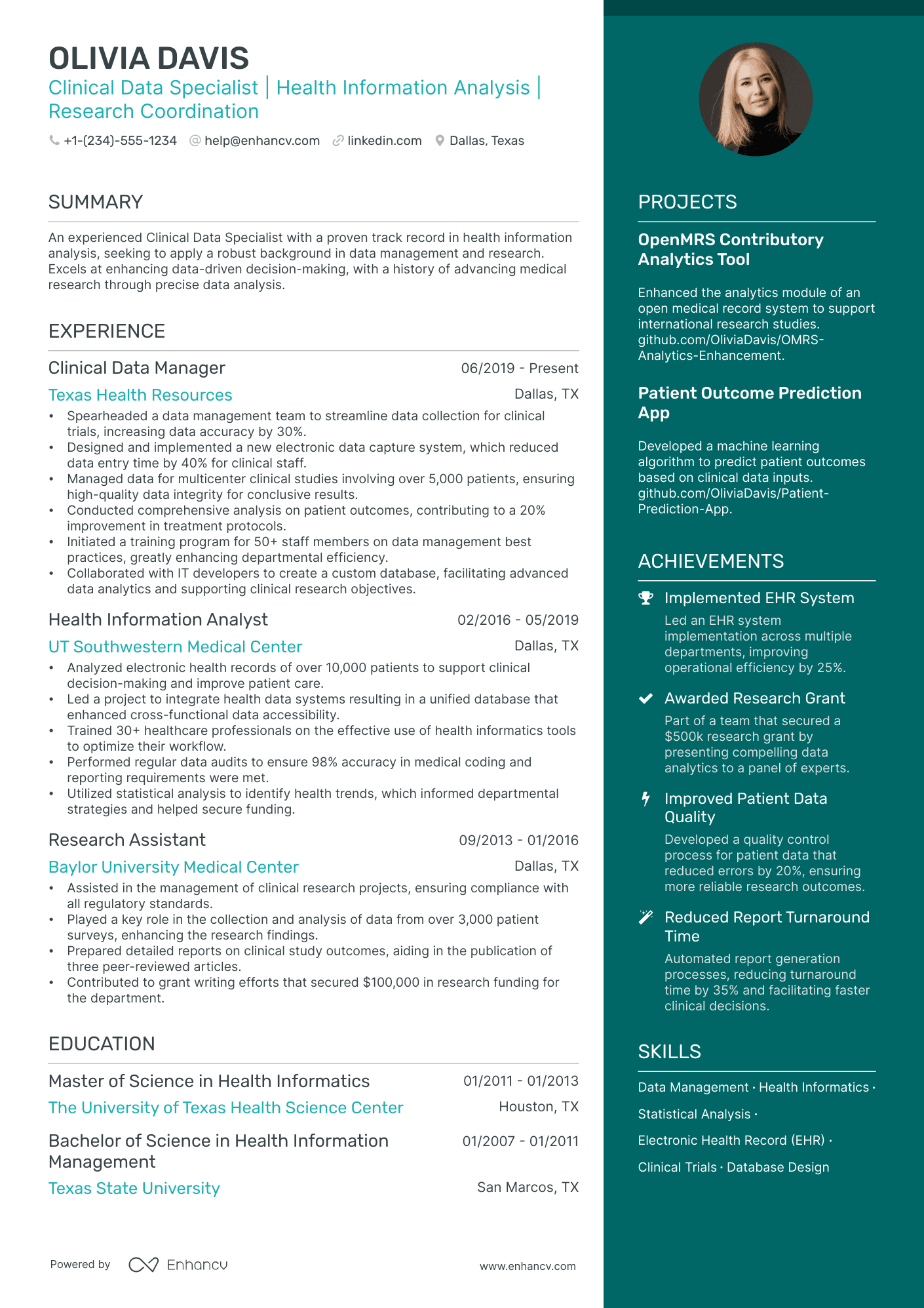 5 Clinical Data Analyst Resume Examples & Guide For 2024