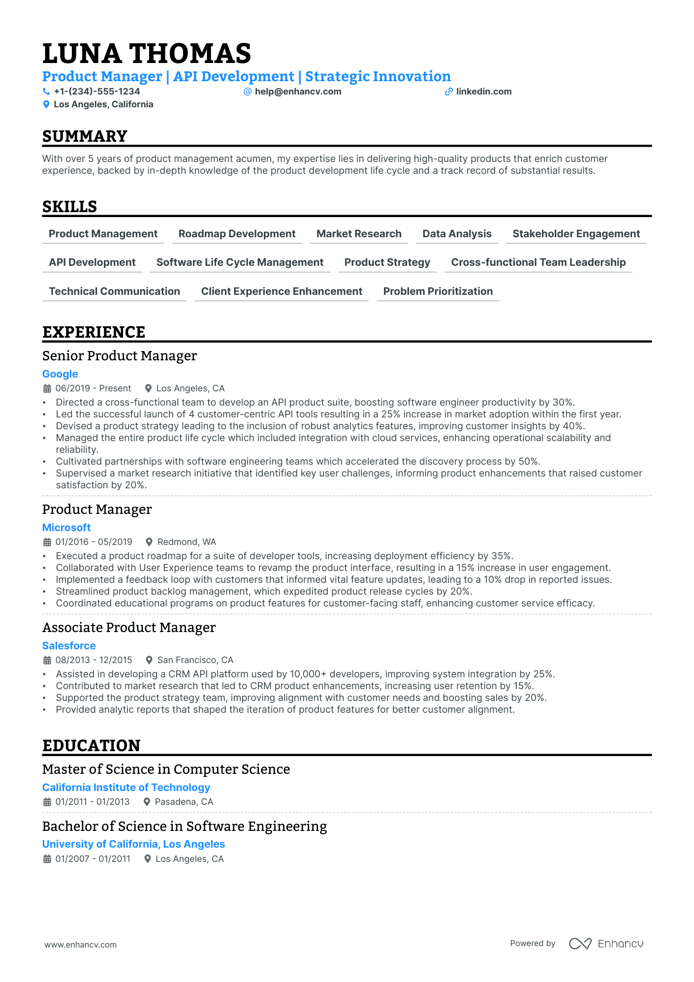 5 Api Product Manager Resume Examples & Guide for 2024