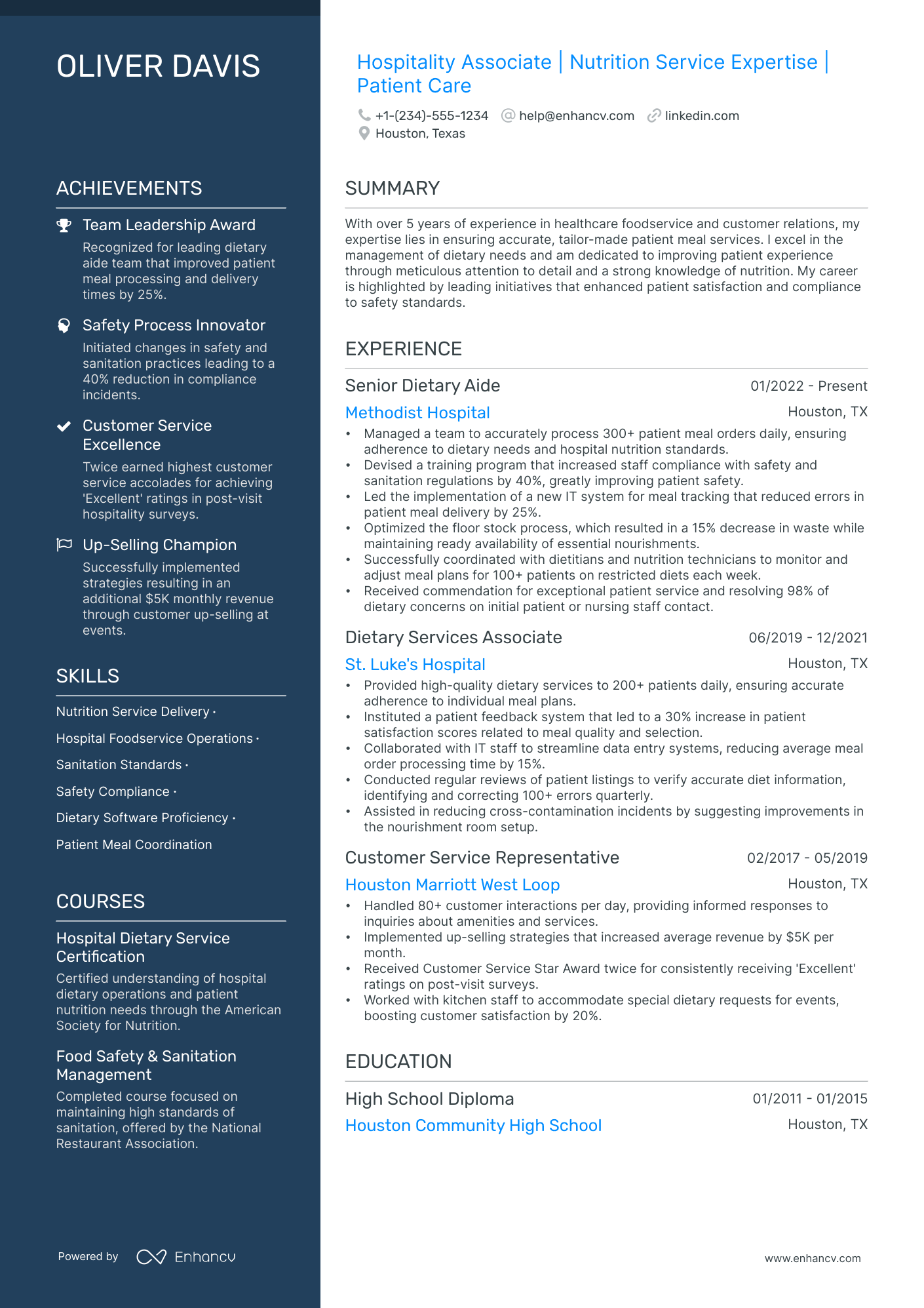 5 Hospitality Resume Examples & Guide for 2024