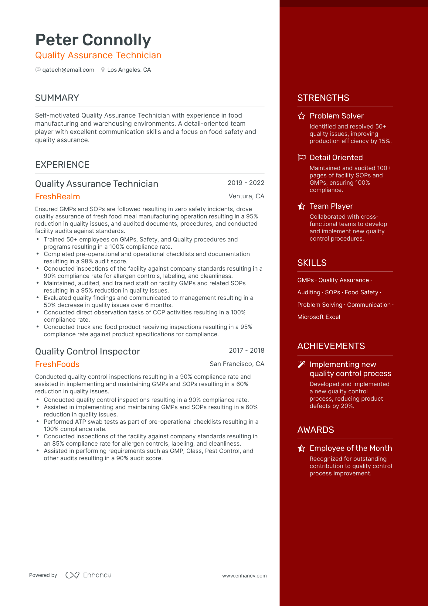 5 Quality Assurance Technician Resume Examples & Guide for 2024