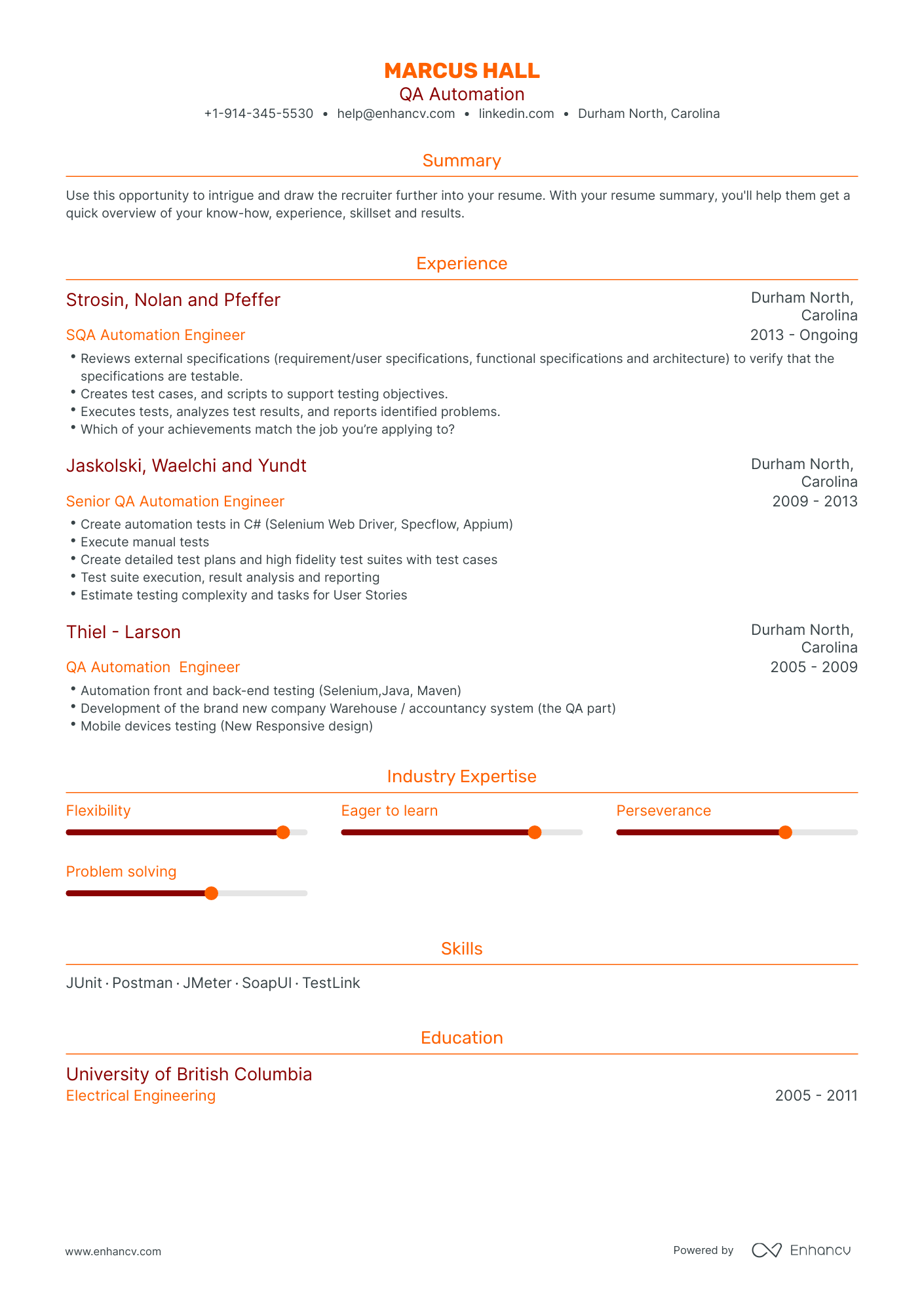 QA Automation Resume Examples & Guide for 2023 (Layout, Skills ...