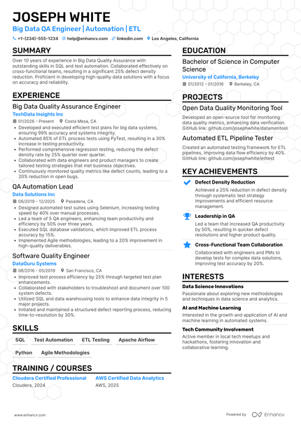 19 Big Data Engineer Resume Examples & Guide for 2026