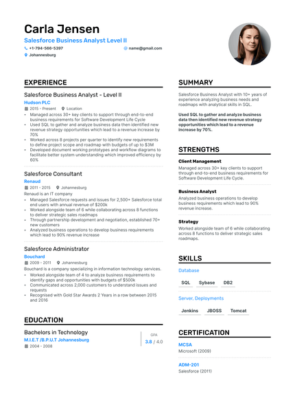 5 Salesforce Business Analyst Resume Examples & Guide for 2024