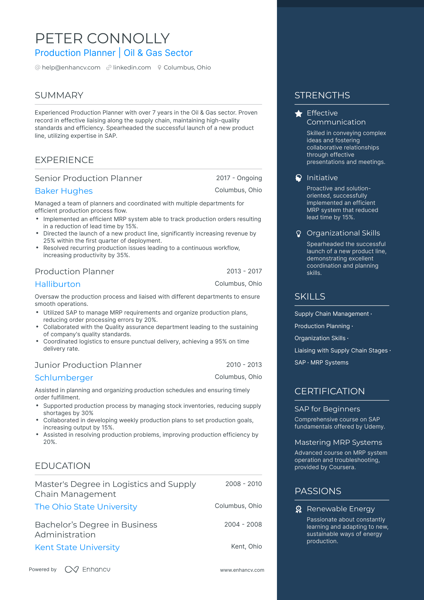 5 Production Planner Resume Examples & Guide for 2024