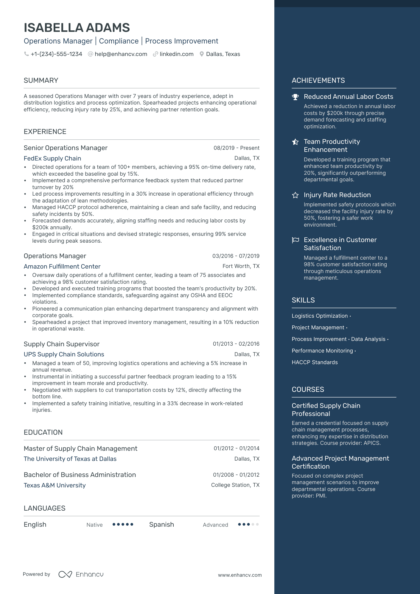 5 Transportation Operations Manager Resume Examples & Guide for 2024