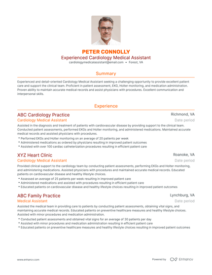 5 Cardiology Medical Assistant Resume Examples & Guide for 2023