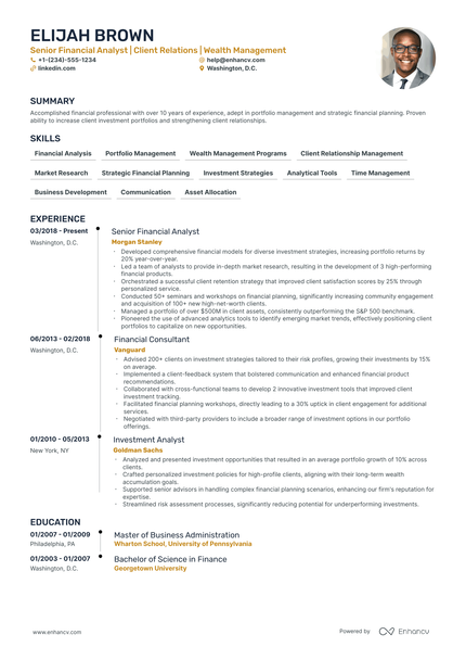 5 Financial Advisor Resume Examples & Guide for 2025