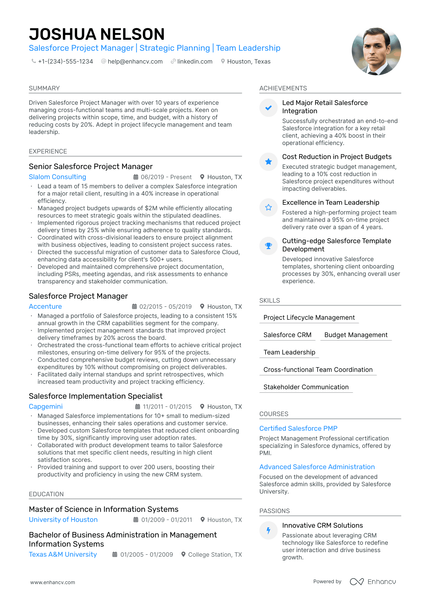 5 Salesforce Project Manager Resume Examples & Guide for 2024