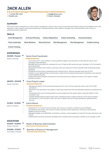 5 Event Project Manager Resume Examples & Guide for 2024