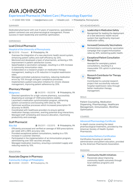 10 CVS Pharmacist Resume Examples & Guide for 2026