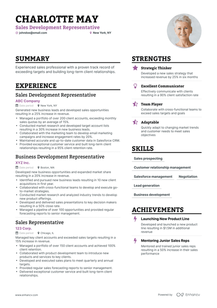 5 Sales Development Representative Resume Examples & Guide for 2024