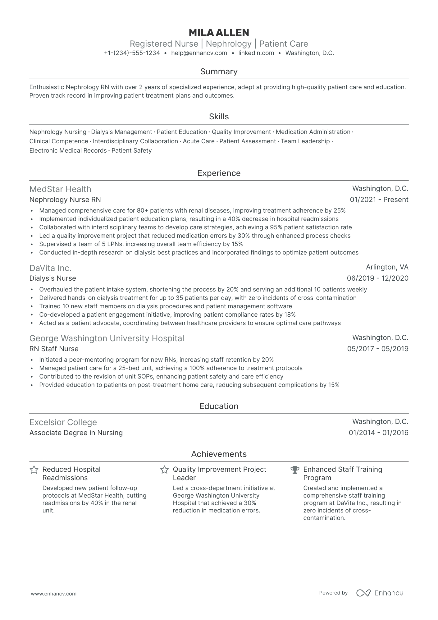 5 Hemodialysis Nurse Resume Examples & Guide for 2024