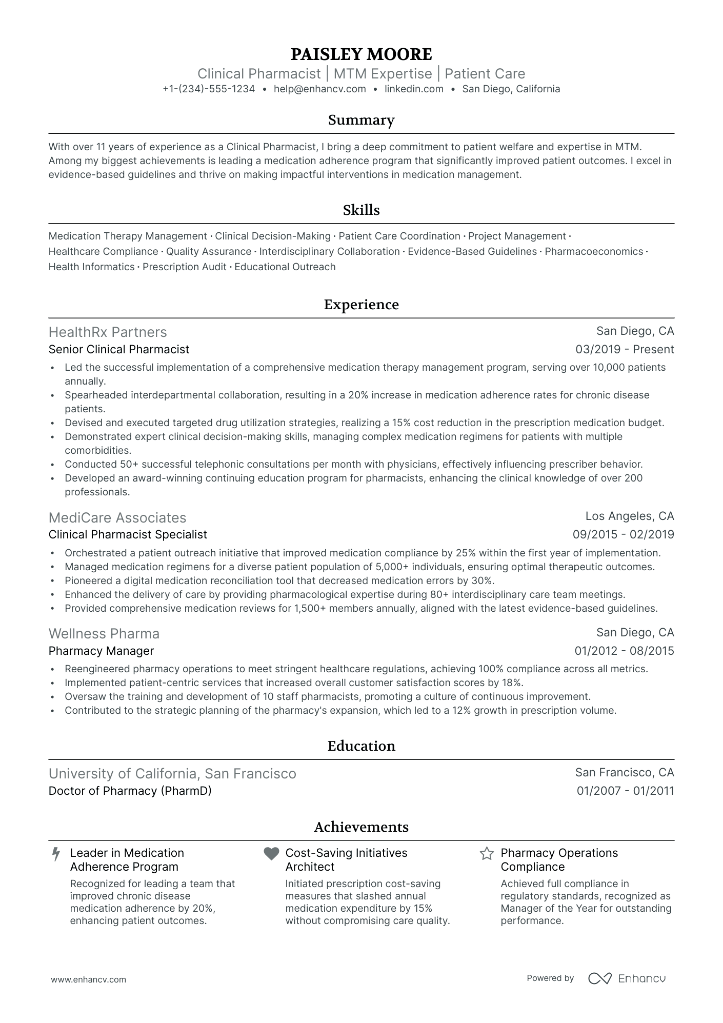 5 Clinical Pharmacist Resume Examples & Guide for 2024